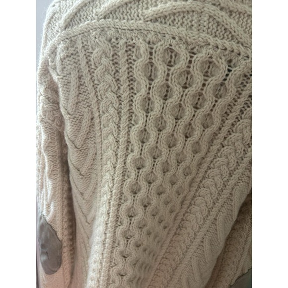 Vintage Irish New Wool Chunky Knit Beige Sweater Sz 40 Imperfect - Picture 7 of 9